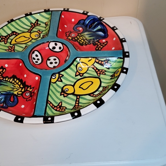 Nicole Engblom Multi-Color Rooster & Chick Dish - Picture 3 of 7